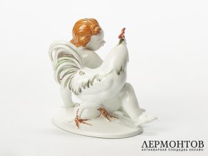 Статуэтка «Путти с петухом». Фарфор, Rosenthal, Германия, 1924 год
