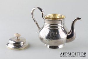 Чайник. Серебро 84 пробы, кость. Российская империя, Мухин А., 1876.