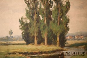 Картина. Берег в Дюссельдорфе. Художник Adolf Rheinert. Холст, масло.