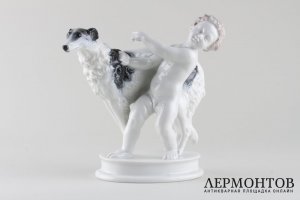 Статуэтка. Путти и русская борзая. Фарфор. Rosenthal. XX в.