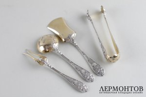 Набор для закусок. E. Ernie. Серебро 950 пробы, золочение. Франция, XIX в.
