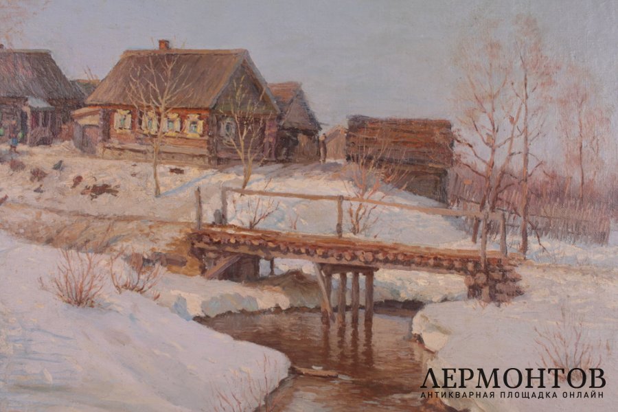 Картина. Солнечный день. Начало весны.  Каманин Александр Михайлович. Холст, масло. 1950 г.  