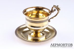 Чайная пара. 1819-1838 годы. Серебро 950. Франция