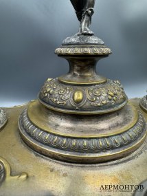 Ваза в стиле ампир с атлантом и дельфинами. Металл, серебрение, Плевкевич, Польша, 1900–1914 годы
