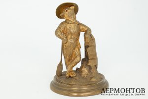 Статуэтка Лис Мореплаватель. Западная Европа, 1 половина 20 века. Бронза, золочение.