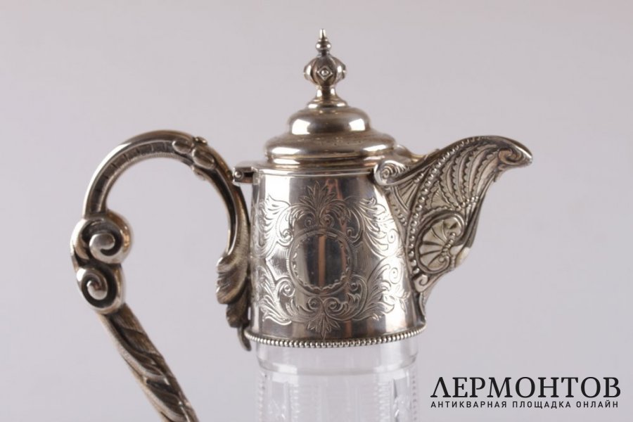 Графин. Серебро 925 пробы, стекло. 1872 год. Англия