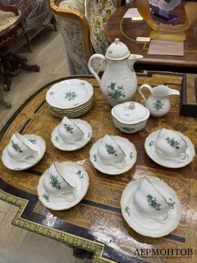 Чайный сервиз на 6 персон с букетами цветов. Фарфор, Meissen, Германия, 20 в.