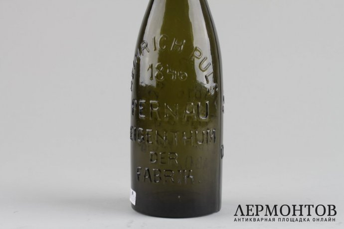 Бутылка, стекло, 19 век. Генрих Пульс. Российская империя.