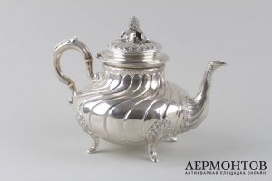 Чайник в стиле рококо. Martin. Серебро 950 пробы. Франция