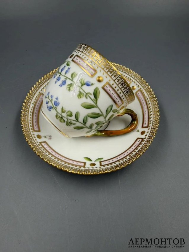 Кофейная пара «Flora Danica». Фарфор, роспись, Royal Copenhagen, Дания, 1968 год
