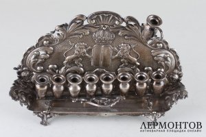 Ханукальный подсвечник. Серебро 800 пробы. Австрия.