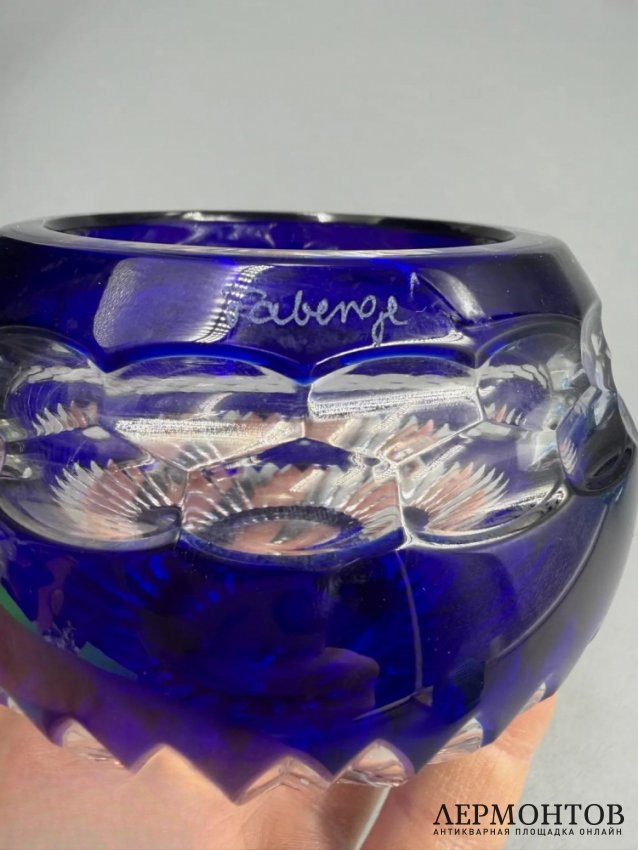 Парные подсвечники «Nadya», синие. Цветной хрусталь, Faberge