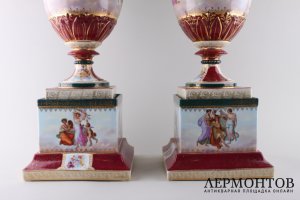 Вазы парные. Фарфор, предп. Royal Vienna, Австрия, рубеж XIX - XX вв.