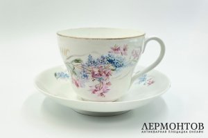 Большая чайная пара Пей другую. Россия, М.С. Кузнецов - марка Ф. Гарднер, нач. 20 в. 