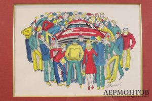 Картина Ромадин М.Н. Эскиз к книге От кареты до ракеты. 1970г.