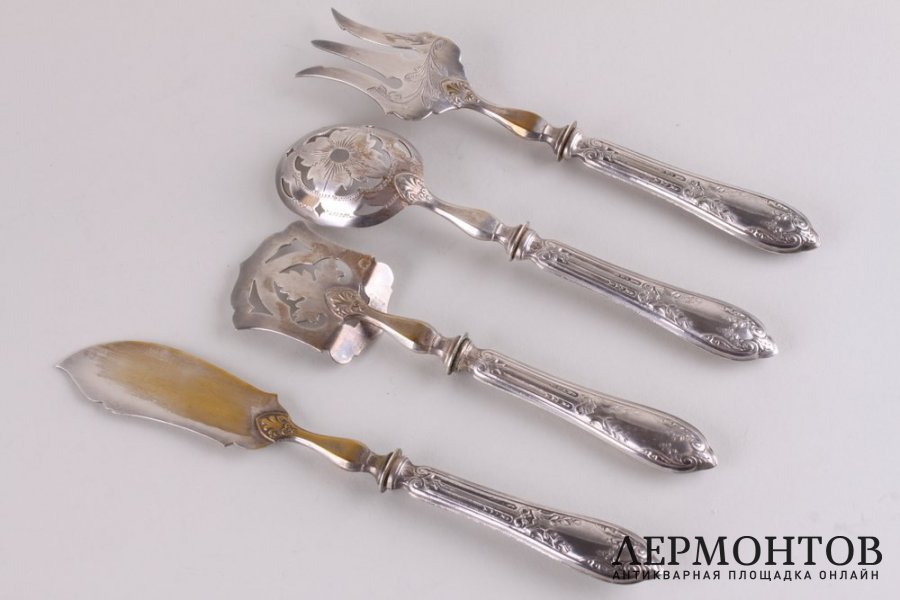 Набор для десерта. Lucien Faivre. Серебро 950, металл, золочение. Франция, 1900-е гг.
