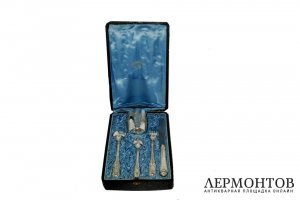 Дорожный набор. Серебро 950 пробы, сталь. Франция, XIX век.