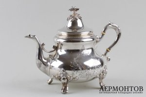 Чайник в неоклассическом стиле Fizaine. Серебро 950 пробы. Франция, XIX век.