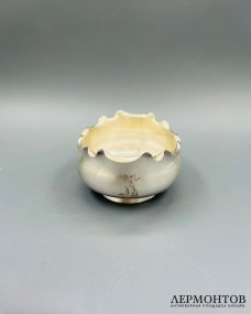 Солонка с фигурным бортом. Серебро 84 пробы, С. Мясоедов, Россия, 1899–1908 годы