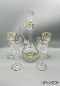 Набор для напитков: графин и 4 бокала. Хрусталь, Faberge, Франция, современная работа