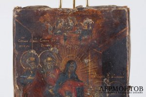 Икона в окладе Явление Богоматери преп. Сергию Радонежскому. 1810-30е гг.