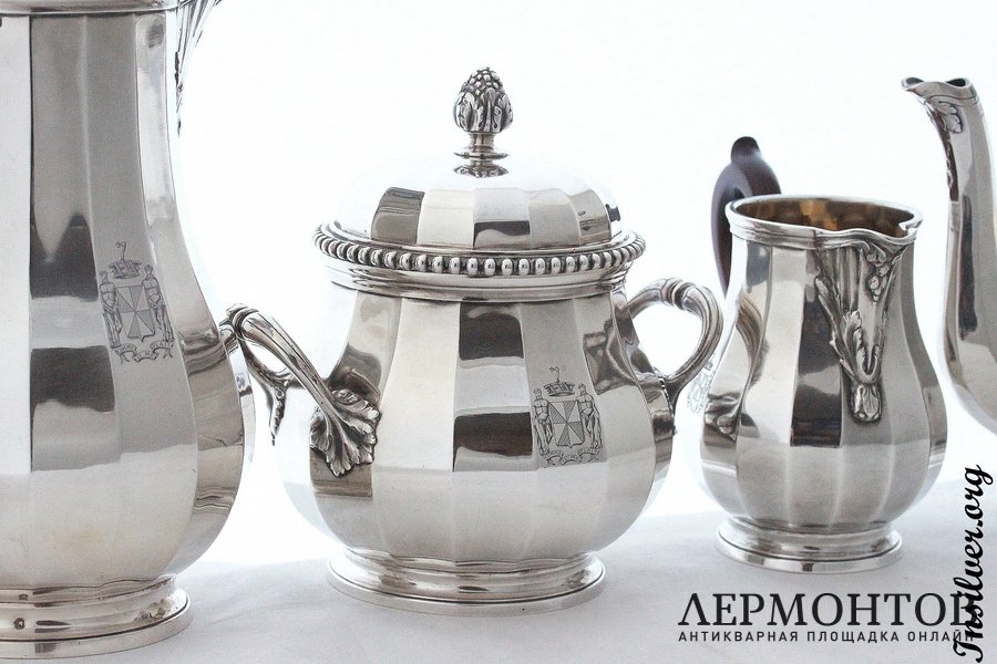 Чайно-кофейный сервиз Henin. Серебро 950. Франция