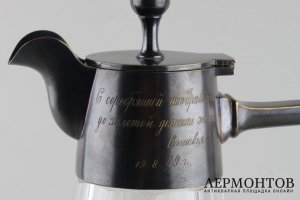 Кувшин Бегущий олень. Серебрение, хрусталь. Российская империя, Геннигер и Ко, XIX в.