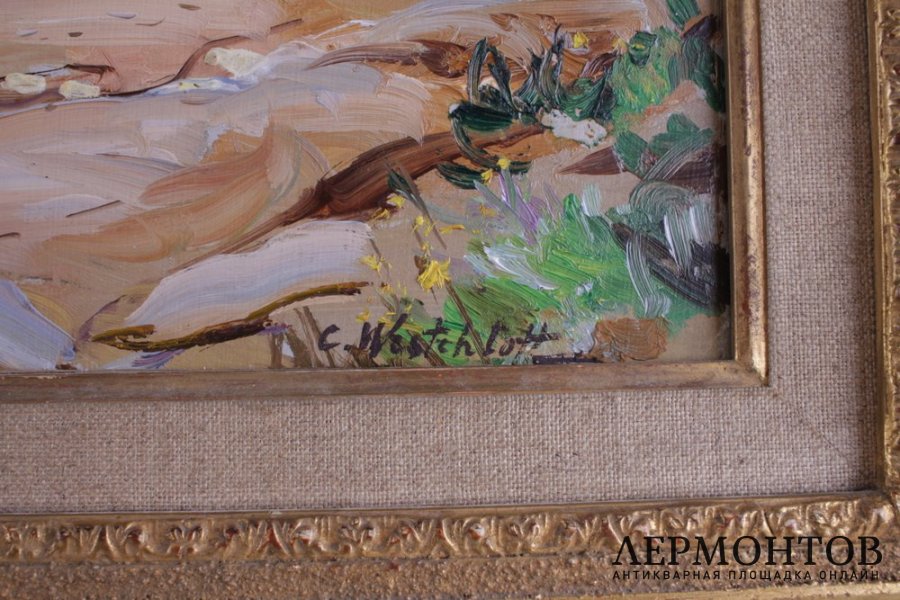 Картина Каменистый берег. Яхты. Россия, худ. К.А. Вещилов, 1930-нач.1940 х гг.