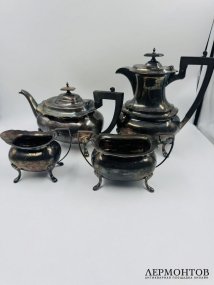 Чайно-кофейный сервиз, 4 предмета. Серебро 925, Walker & Hall, Англия, 1900