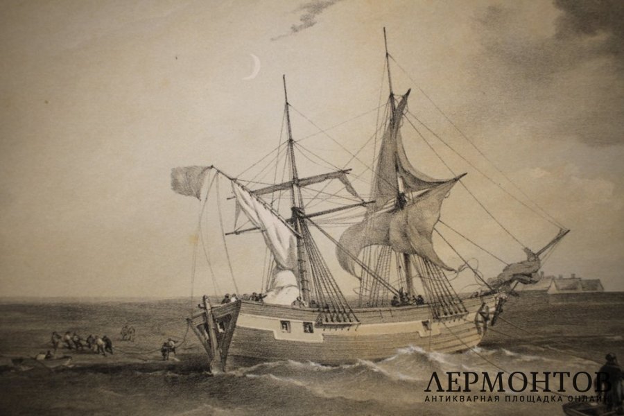 Литография. Маяк на мысе Херсонес. Крымская война. У. Симпсон. Лондон, 1855 г.