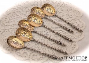 Набор десертных ложек H. Soufflot. Серебро 950. Франция
