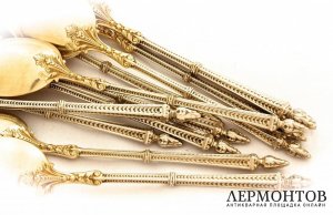 Набор чайных ложек. 12 штук. Серебро 950. Франция