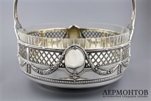Ваза для фруктов. Серебро 800 пробы, стекло. Германия, 1900-е гг.