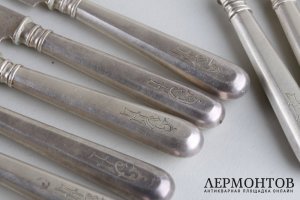 Десертный набор на шесть персон. Серебро 84 пробы. Российская империя