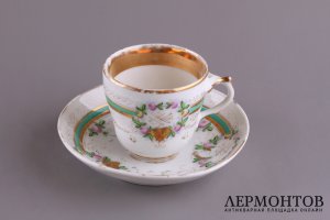 Чайная пара. Фарфор. Завод М. Куриного, до 1917 г.
