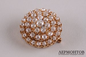 Брошь Малинка. Россия, Москва. Золото 56 пробы. 2,41 ct бриллианты. Заключение.