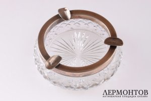 Пепельница. Хрусталь в серебре. Серебро 875 пробы. СССР