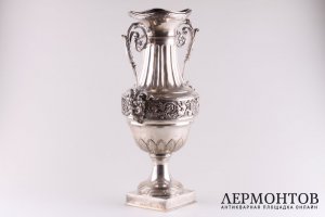 Большая ваза в стиле ампир. Серебро 800 пробы. Италия, Милан, сер. XIX в.