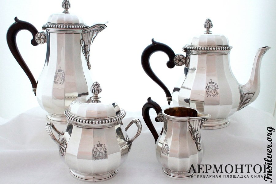 Чайно-кофейный сервиз Henin. Серебро 950. Франция