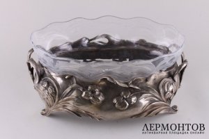 Ваза для фруктов в стиле модерн. Бронза, серебрение. Европа, начало 20 века.