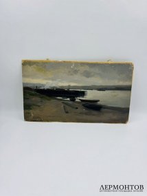 Картина «На берегу». Оргалит, масло, Г. К. Севостьянов, СССР, середина 20 века
