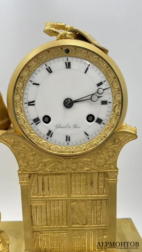 Часы библиотека в стиле Ампир. Франция, Париж, 1810-20-е гг. Бронза, золочение.