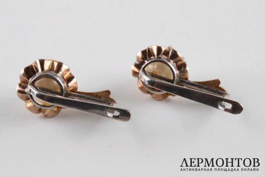 Серьги с жемчугом. Золото. Российская империя, 1900-1920е гг.