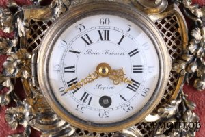 Часы в стиле рококо. Серебро 950 пробы. Франция,  Париж, Boin-Taburet, конец XIX в.