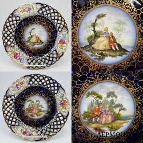 Тарелки Галантные сцены. Франция, Sevres, 19 век. Фарфор, роспись.