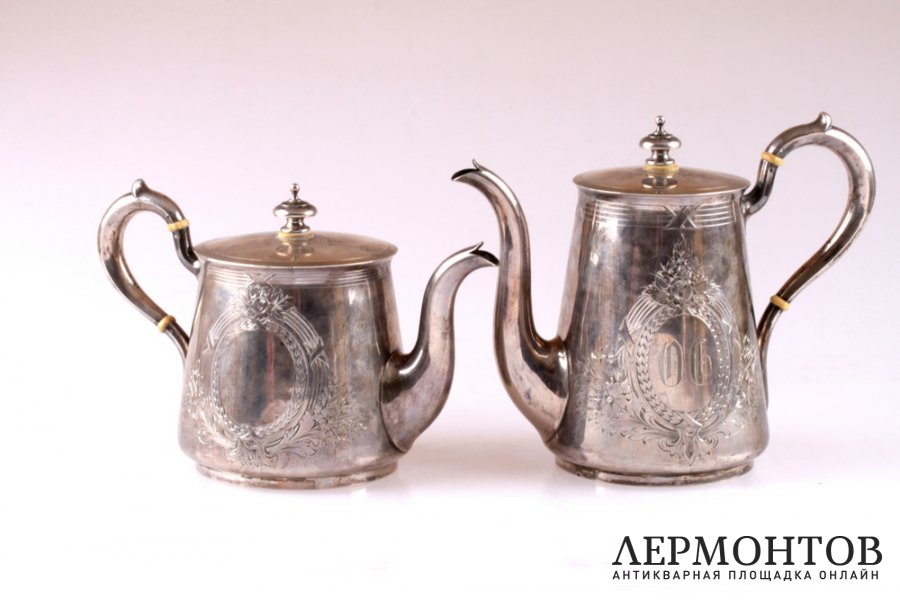 Чайный и кофейный сервиз. Серебро 84 пробы. 1871 год. Российская империя