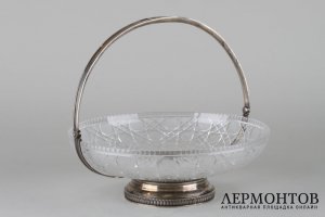 Ваза-фруктовница. Серебро 84 пробы, хрусталь. Россия,после 1908 года.