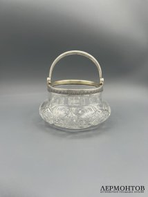 Ваза-конфетница. Хрусталь, серебро 84 пробы, Россия, 1908–1917 годы
