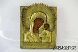 Икона. Образ Пресвятой Богородицы. Дерево, темпера, бронза. Россия, XVIII век.
