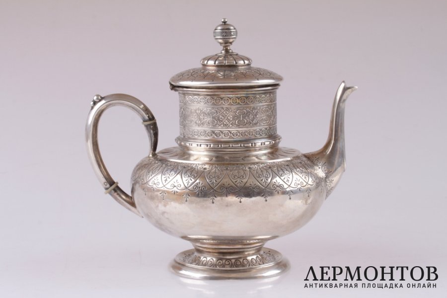 Чайник в стиле ампир. Wilkens, Hamburg. Серебро 800 пробы. Германия